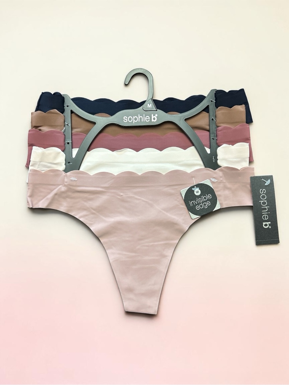 Sophie b Invisible Edge, Laser Scalloped Cut  Thongs - Neutral Colors - Size M 🆕